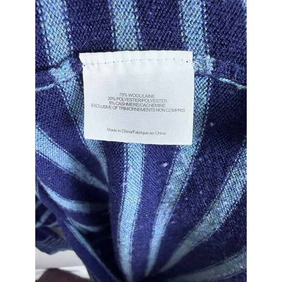 Tory Burch Tunic Sweater Womens S Wool Cashmere Blue Green Stripe Pockets VNeck - Picture 6 of 7